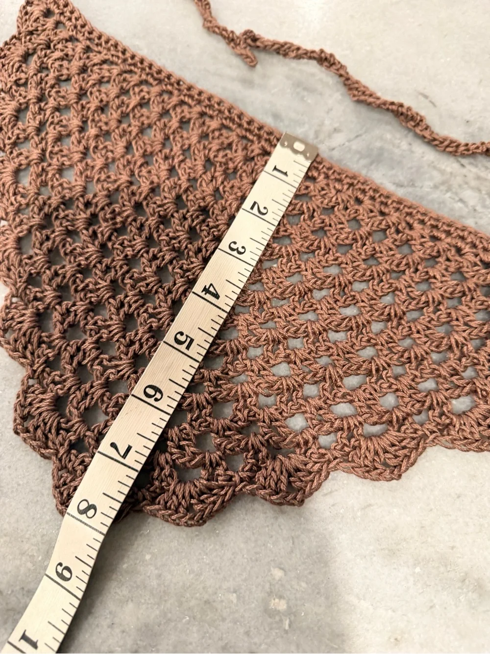 Handmade Crochet Bandana Head Scarf Cotton Boho Triangle Wrap Fest Cottagecore